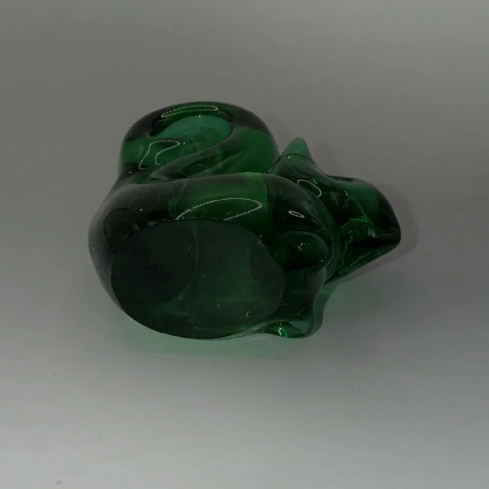 Hand Blown Art Glass Squirrel Light Green 3” x 2 1/2” Paperweight Figurine